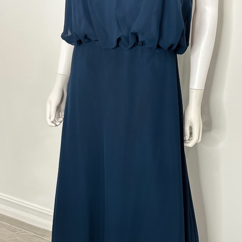 Abby Paris by Lucci Lu Blouson Chiffon Maxi Gown Bridesmaid Dress 93062 in Navy - Picture 8 of 17